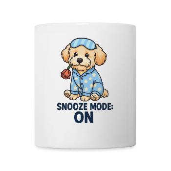 Maltipoo im Pyjama mit Rose – Snooze Mode ON - Tasse - Weiß - Vorne