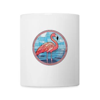 Flamingo bunte Aquarell-Tierillustration - Tasse - Weiß - Vorne