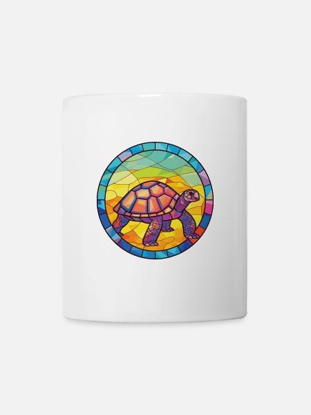 Bunte Aquarell-Tierillustration der Schildkröte - Tasse - Weiß