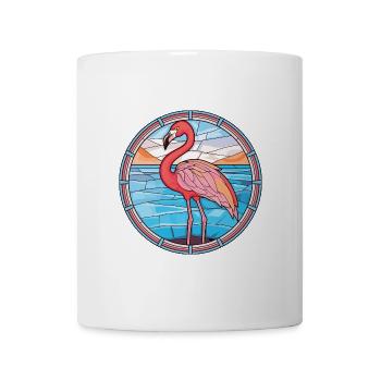 Flamingo Buntes Aquarell Tier Illustration - Tasse - Weiß - Vorne