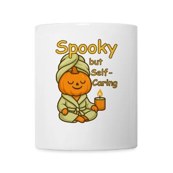 Spooky Kürbis beim Self-Care Wellness - Tasse - Weiß - Vorne