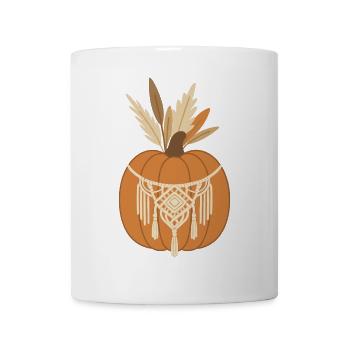 Boho Pumpkin – Makramee Kürbis Herbst Design - Tasse - Weiß - Vorne