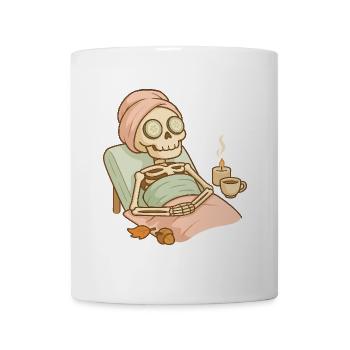 Halloween Skelett Selfcare - Tasse - Weiß - Vorne