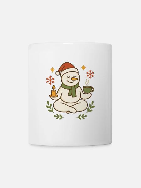 Schneemann Meditation Tee Weihnachten - Tasse - Weiß