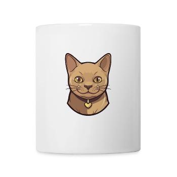 Burmesische Katze Cartoon Aquarell Illustration - Tasse - Weiß - Vorne