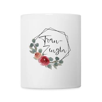 Trauzeugin - Hexagon Vintage Blumen - Tasse - Weiß - Vorne