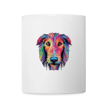 Scottish Deerhound Hunderasse buntes Aquarell - Tasse - Weiß - Vorne