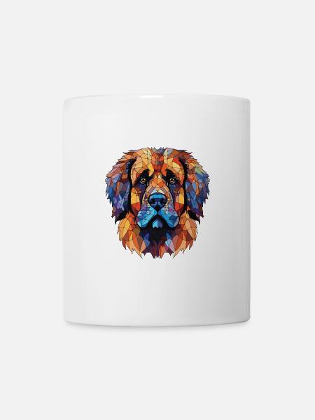 Leonberger Hunderasse Aquarell Glas Illustration - Tasse - Weiß