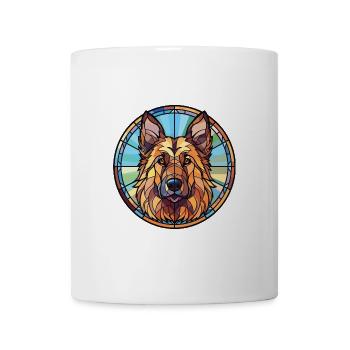 Böhmischer Schäferhund Rasse Buntes Aquarell - Tasse - Weiß - Vorne