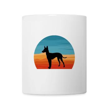 Cirneco Dell Etna Hund Liebe Silhouette Retro Sonnenuntergang - Tasse - Weiß - Vorne