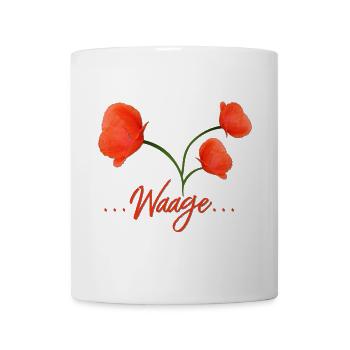 Waage Sternzeichen Waage Libra Mohn Klatschmohn - Tasse - Weiß - Vorne