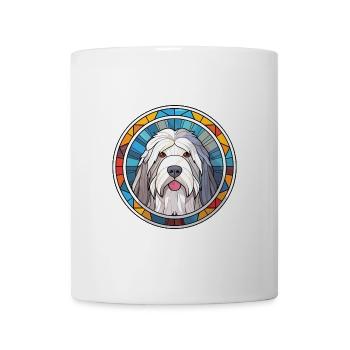 Alter englischer Schäferhund Hunderasse buntes Aquarell - Tasse - Weiß - Vorne
