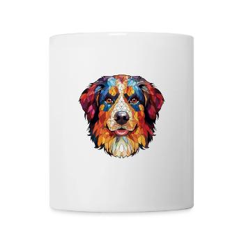 Englischer Schäferhund Rasse Aquarell Illustration - Tasse - Weiß - Vorne