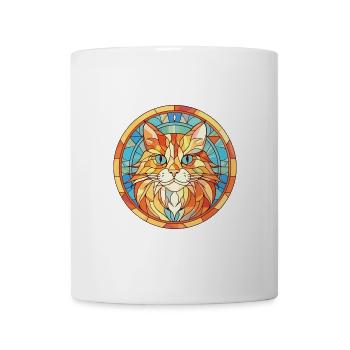 Ingwer Langhaar Katze Bunte Aquarell-Karikatur - Tasse - Weiß - Vorne