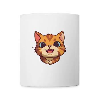 Deutsche Rex-Katze-Karikatur Aquarell-Illustration - Tasse - Weiß - Vorne