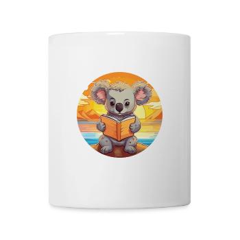 Koala Niedliche Lustige Karikatur Kawaii Buch Strand - Tasse - Weiß - Vorne