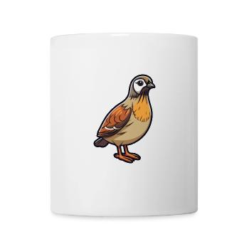 Wachtelkarikatur Kawaii Aquarellillustration - Tasse - Weiß - Vorne
