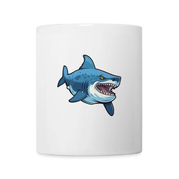 Tigerhai-Karikatur-Kawaii-Aquarellillustration - Tasse - Weiß - Vorne