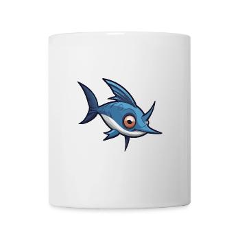 Schwertfisch-Karikatur-Kawaii-Aquarell-Illustration - Tasse - Weiß - Vorne