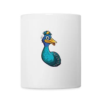 Pfauenkarikatur Kawaii Aquarellillustration - Tasse - Weiß - Vorne