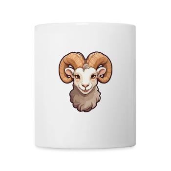 BigHorn Schaf Cartoon Kawaii Bunte Illustration - Tasse - Weiß - Vorne