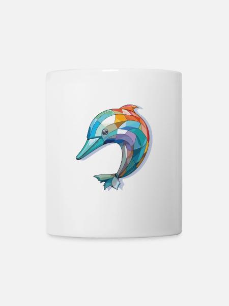 Delphin Bunte Aquarell-Tierillustration - Tasse - Weiß
