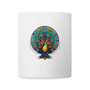 Pfauenbunte Aquarell-Tierillustration - Tasse - Weiß - Vorne
