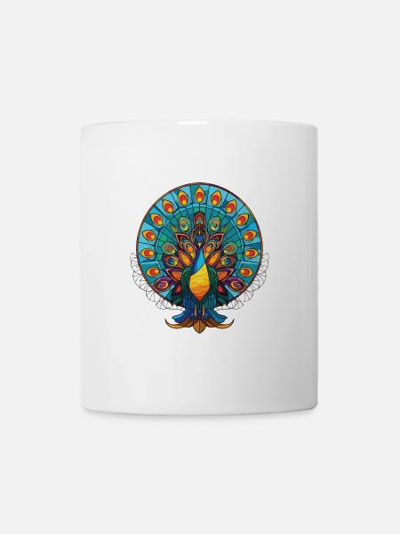 Pfauenbunte Aquarell-Tierillustration - Tasse - Weiß