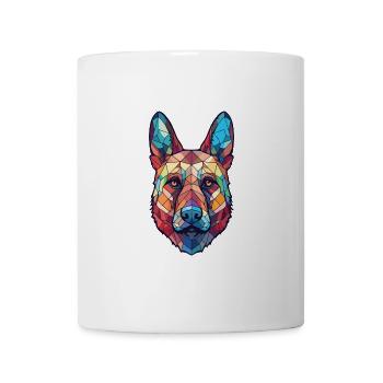 Schäferhund Kugel Hund Buntes Aquarell Tier - Tasse - Weiß - Vorne