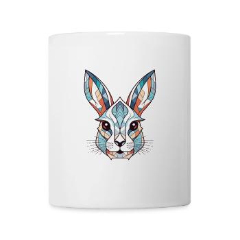 Weißes Kaninchen Bunte Aquarell-Tierkarikatur - Tasse - Weiß - Vorne