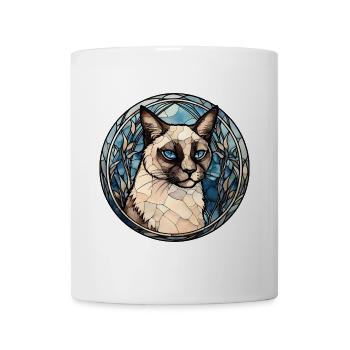 Schneeschuh-Katzenrasse Aquarell-Glasmalerei - Tasse - Weiß - Vorne