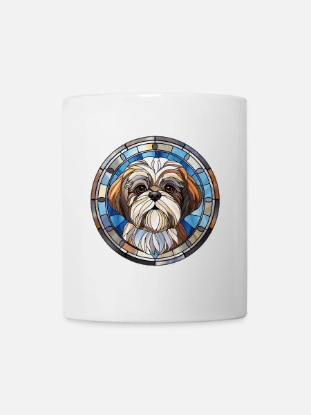 Shih Tzu Hunderasse Aquarellglas - Tasse - Weiß