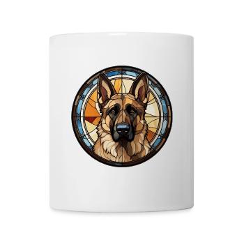 Deutscher Schäferhund Rasse Aquarellglas - Tasse - Weiß - Vorne