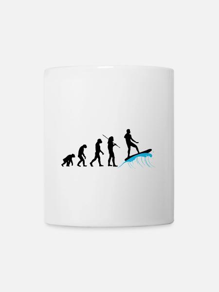 Evolution Surfer - Vom Affen zum Wellenreiter - Tasse - Weiß