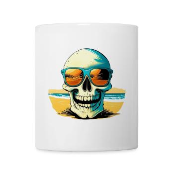 Skull with sunglasses on Beach - Tasse - Weiß - Vorne