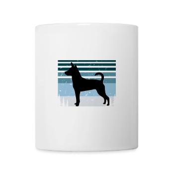 Decker Rat Terrier Hund Silhouette Retro Sonnenuntergang - Tasse - Weiß - Vorne