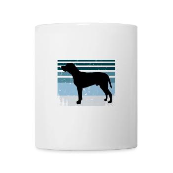 Braque Du Bourbonnais Hund Silhouette Retro Sonnenuntergang - Tasse - Weiß - Vorne