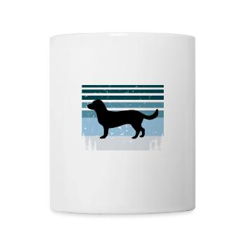 Alpine Dachsbracke Hund Silhouette Retro Sonnenuntergang - Tasse - Weiß - Vorne