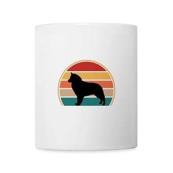 Böhmischer Schäferhund Liebe Silhouette Retro Sonnenuntergang - Tasse - Weiß - Vorne