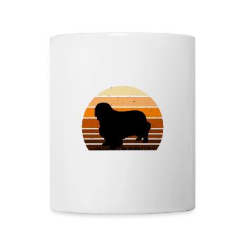 Clumber Spaniel Hund Liebe Silhouette Vintage Sonnenuntergang - Tasse - Weiß - Vorne