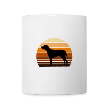 Braque du Bourbonnais Hund Silhouette Retro Sonnenuntergang - Tasse - Weiß - Vorne