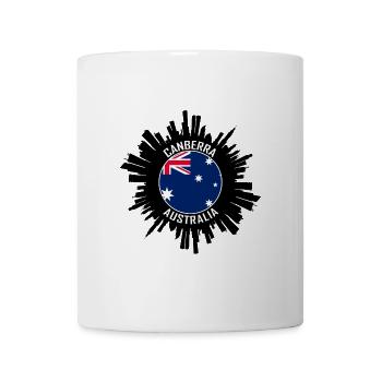 Canberra Skyline Australien Flagge Reisesouvenir - Tasse - Weiß - Vorne
