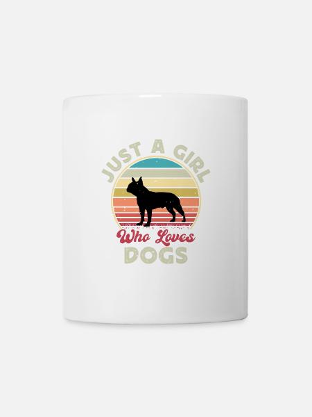 Boston Terrier Hundeliebhaber Silhouette Vintage Sonnenuntergang - Tasse - Weiß