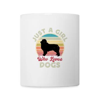 Austrealian Shephard Hund Silhouette Retro Sonnenuntergang - Tasse - Weiß - Vorne