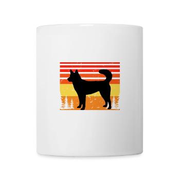 Kai Ken Hundeliebhaber Silhouette Vintage Sonnenuntergang - Tasse - Weiß - Vorne