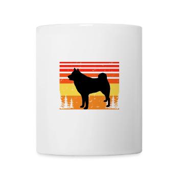 Finnischer Spitz Hundeliebhaber Silhouette Vintage Sonnenuntergang - Tasse - Weiß - Vorne