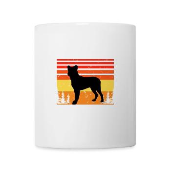 Cao Fila De Seo Miguel Hund Silhouette Retro Sonnenuntergang - Tasse - Weiß - Vorne
