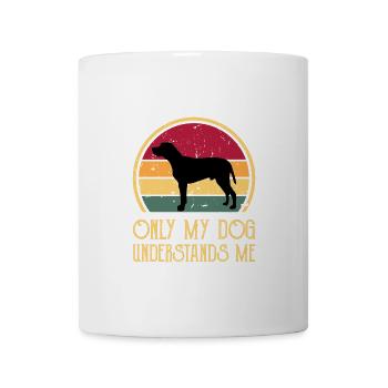 Braque du Bourbonnais Hund Silhouette Retro Sonnenuntergang - Tasse - Weiß - Vorne