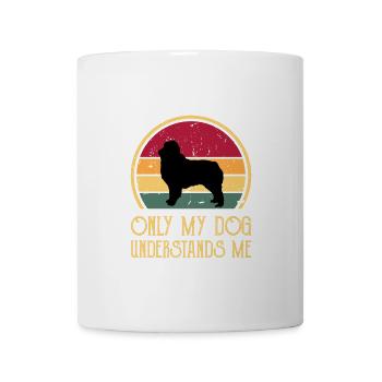 Austrealian Shephard Hund Silhouette Retro Sonnenuntergang - Tasse - Weiß - Vorne
