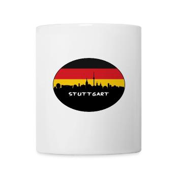 Stuttgart Deutschland Flagge Skyline Silhouette Reisen - Tasse - Weiß - Vorne